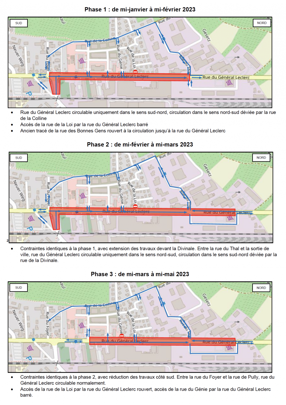 Plan déviation : rue du Général Leclerc
