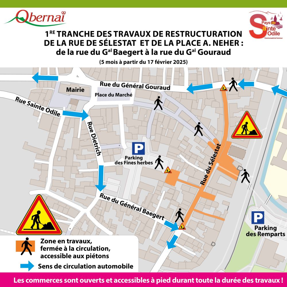 Travaux rue de Sélestat : route fermée à la circulation