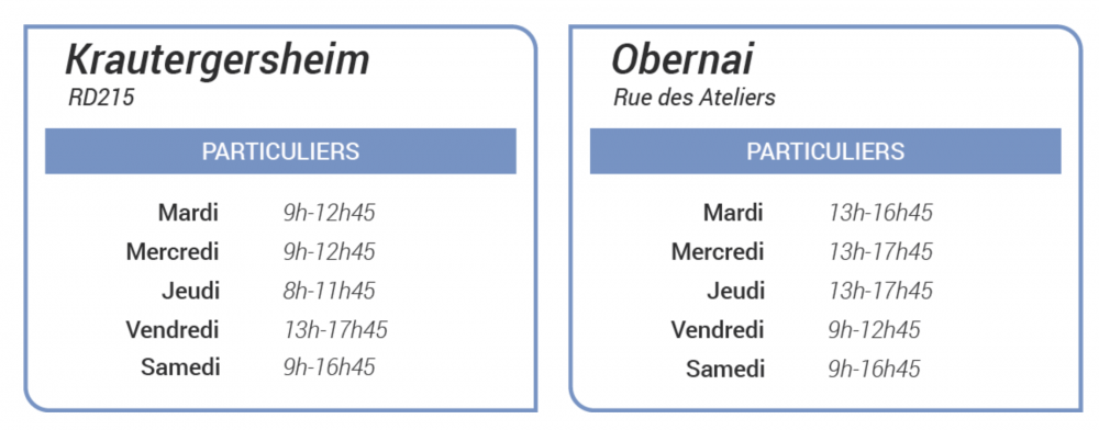 Horaires des déchetteries de Krautergersheim et Obernai