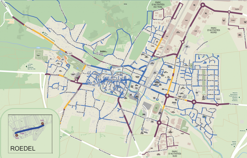 Plan d'Obernai vitesse de circulation